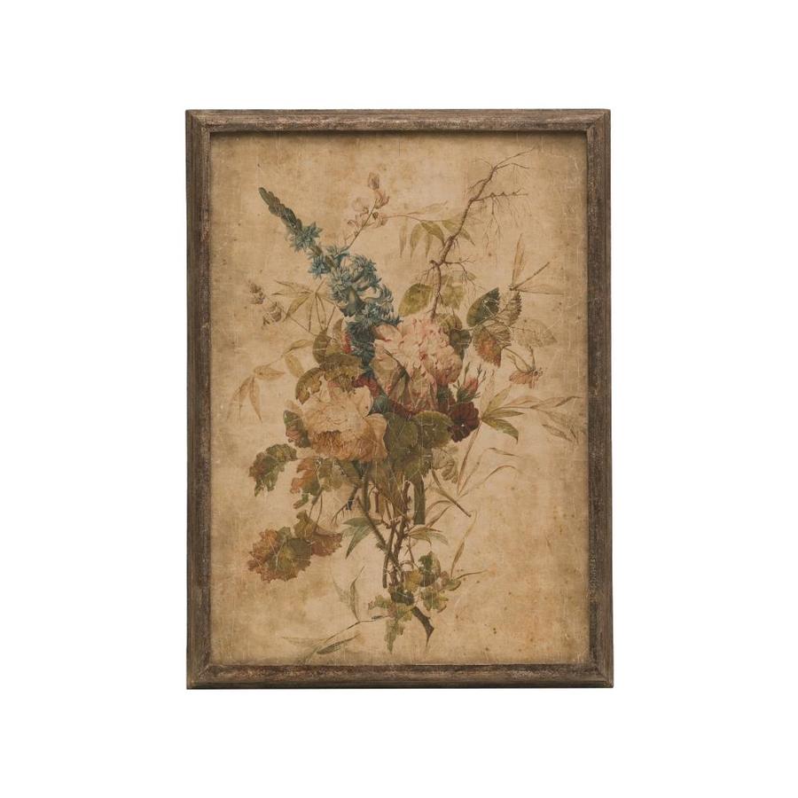 Creative CoOp Wood Framed Wall DEcor with Vintage Reproduction Flower