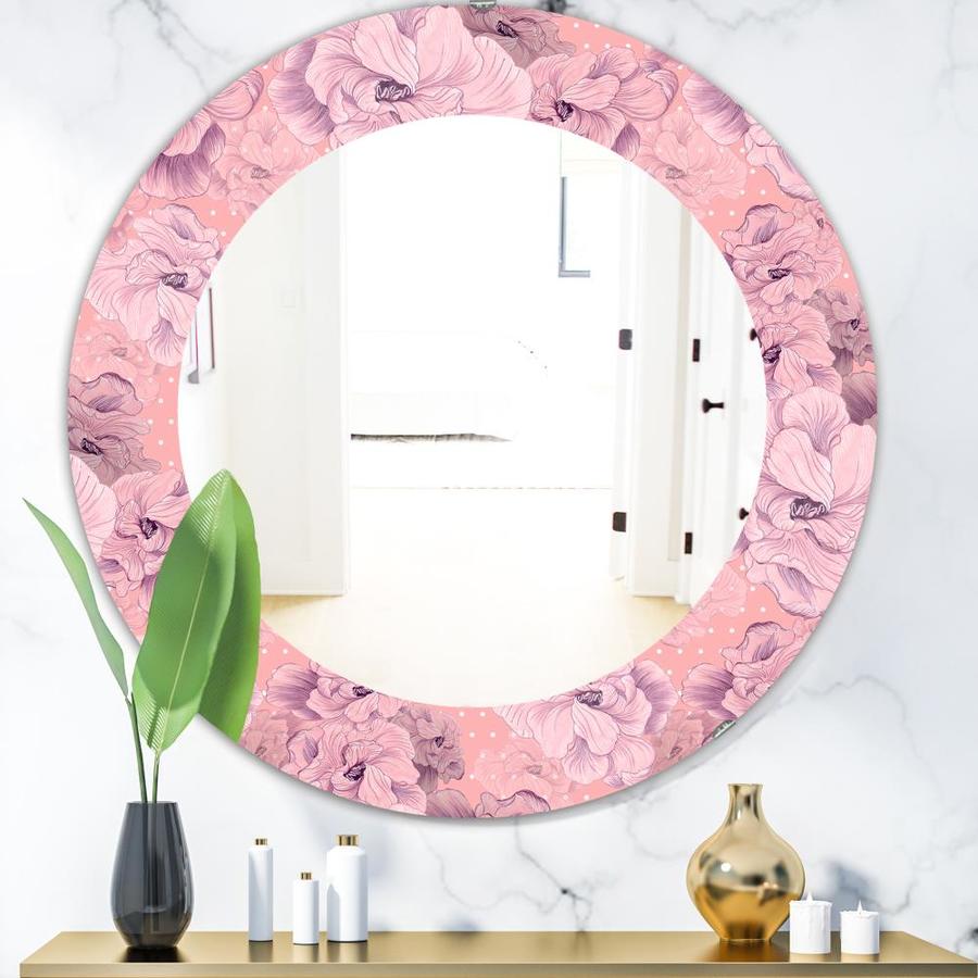Designart Designart Mirrors 24-in L x 24-in W Round Pink Polished Wall ...