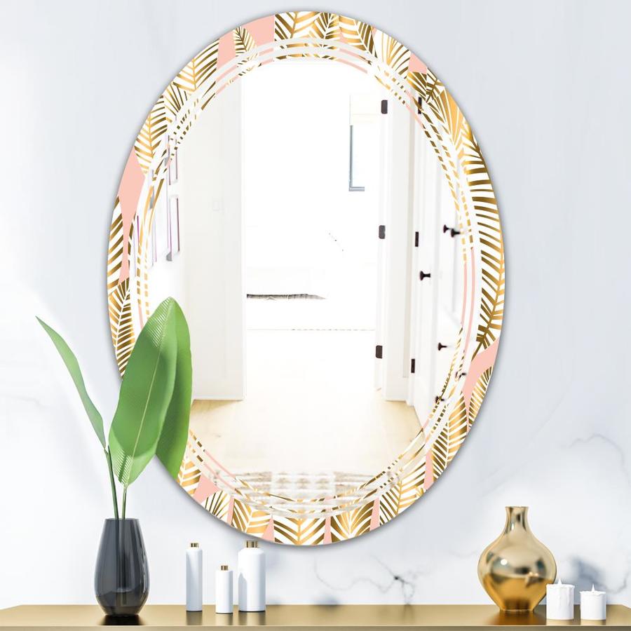 Designart Designart Mirrors 31.5-in L x 31.5-in W Oval Pink Polished ...