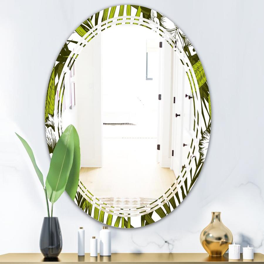 Designart Designart Mirrors 31.5-in L x 31.5-in W Oval Green Polished ...