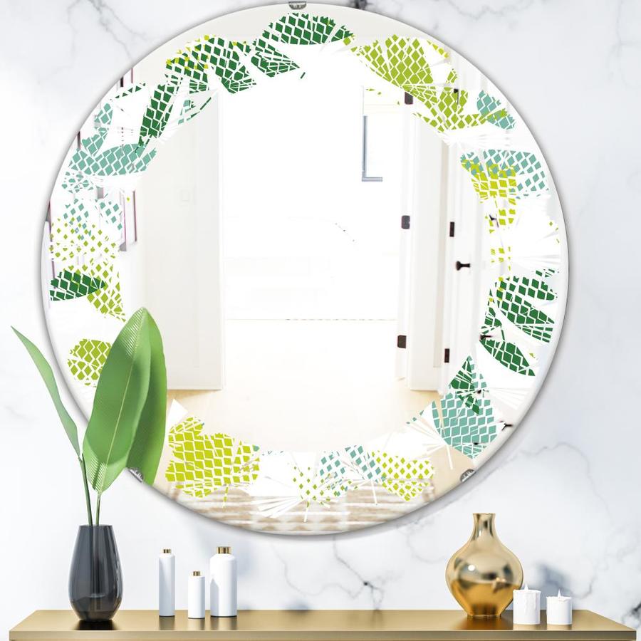 Designart Tropical Botanicals III' Modern Round Wall Mirror Leaves in ...