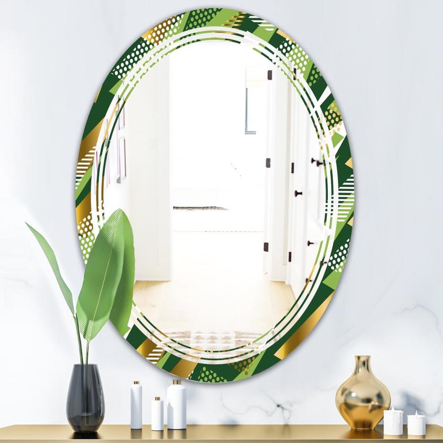 Designart Designart Mirrors 31.5-in L x 31.5-in W Oval Green Polished ...