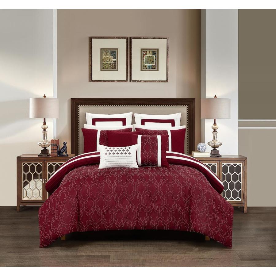 Chic Home Design Hannah 10 Piece Burgundy King Comforter Set In The Bedding Sets Department At Lowes Com