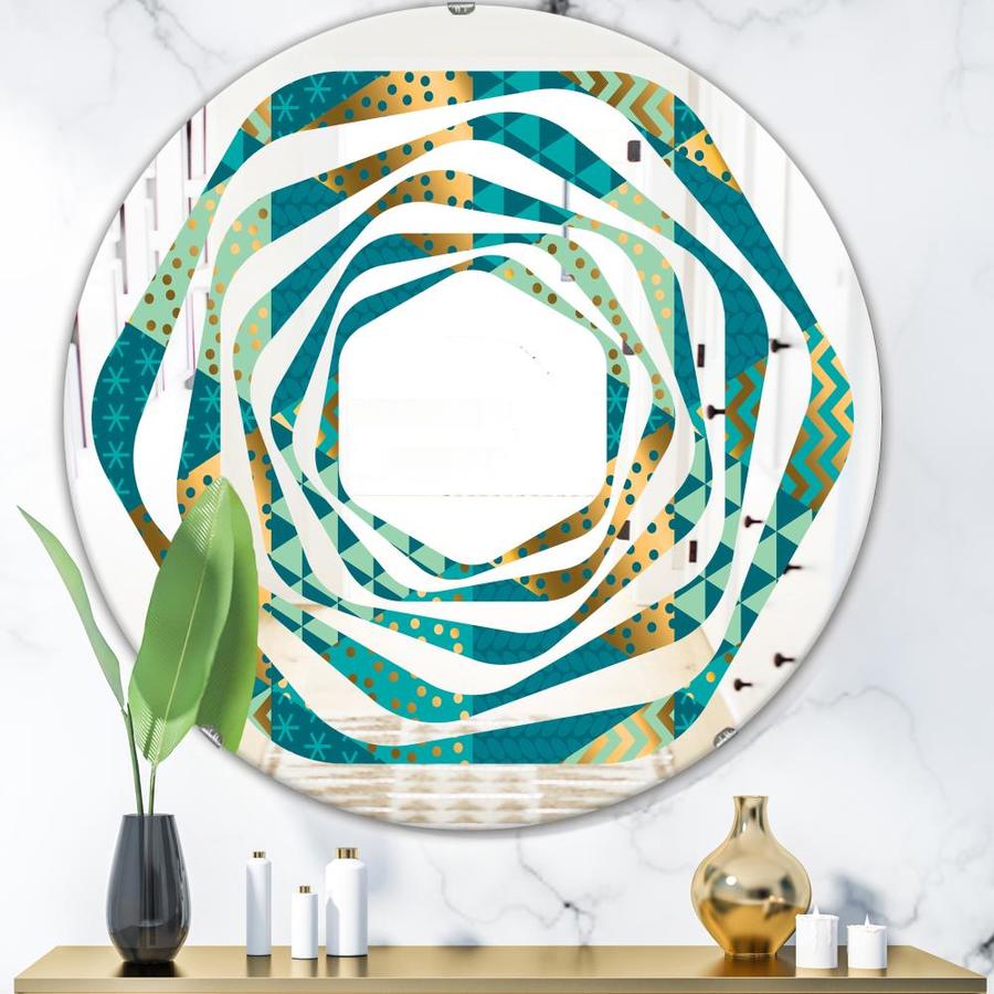 Designart Designart Mirrors 31 5 In L X 31 5 In W Round Blue Polished Wall Mirror In The Mirrors Department At Lowes Com