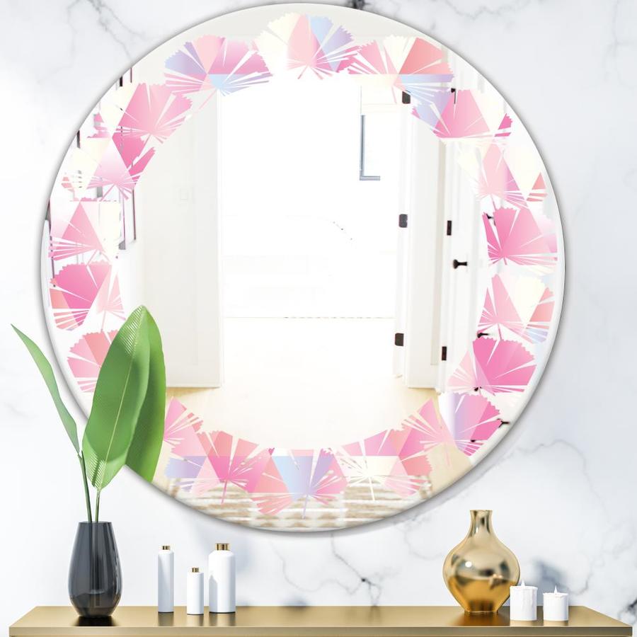 Designart Designart Mirrors 31.5-in L x 31.5-in W Round Pink Polished ...