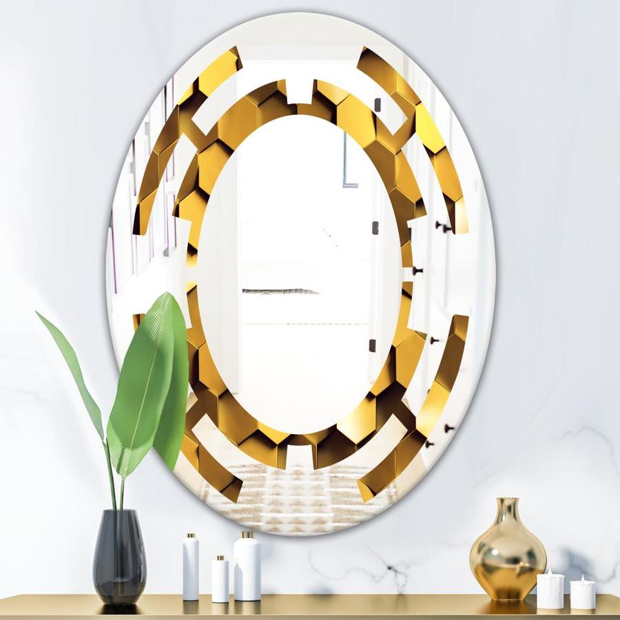 Designart Designart Mirrors 31.5-in L x 31.5-in W Oval Gold Polished ...