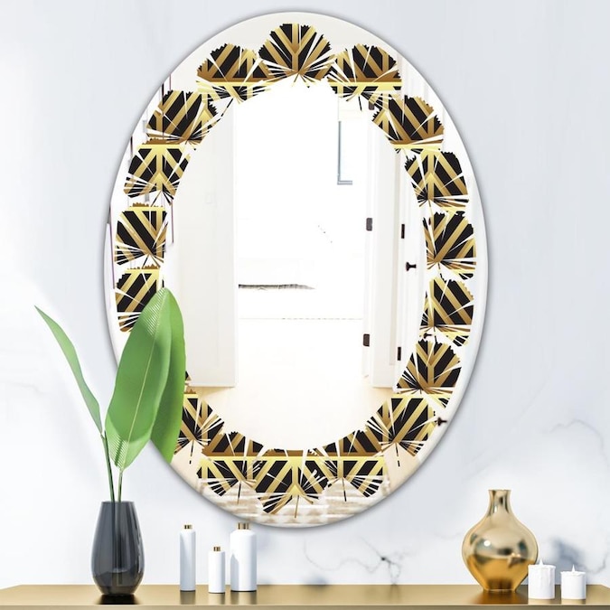 Designart Golden Luxury Metallic Geometrics Xiv Modern Oval Wall Mirror Leaves In The Mirrors Department At Lowes Com