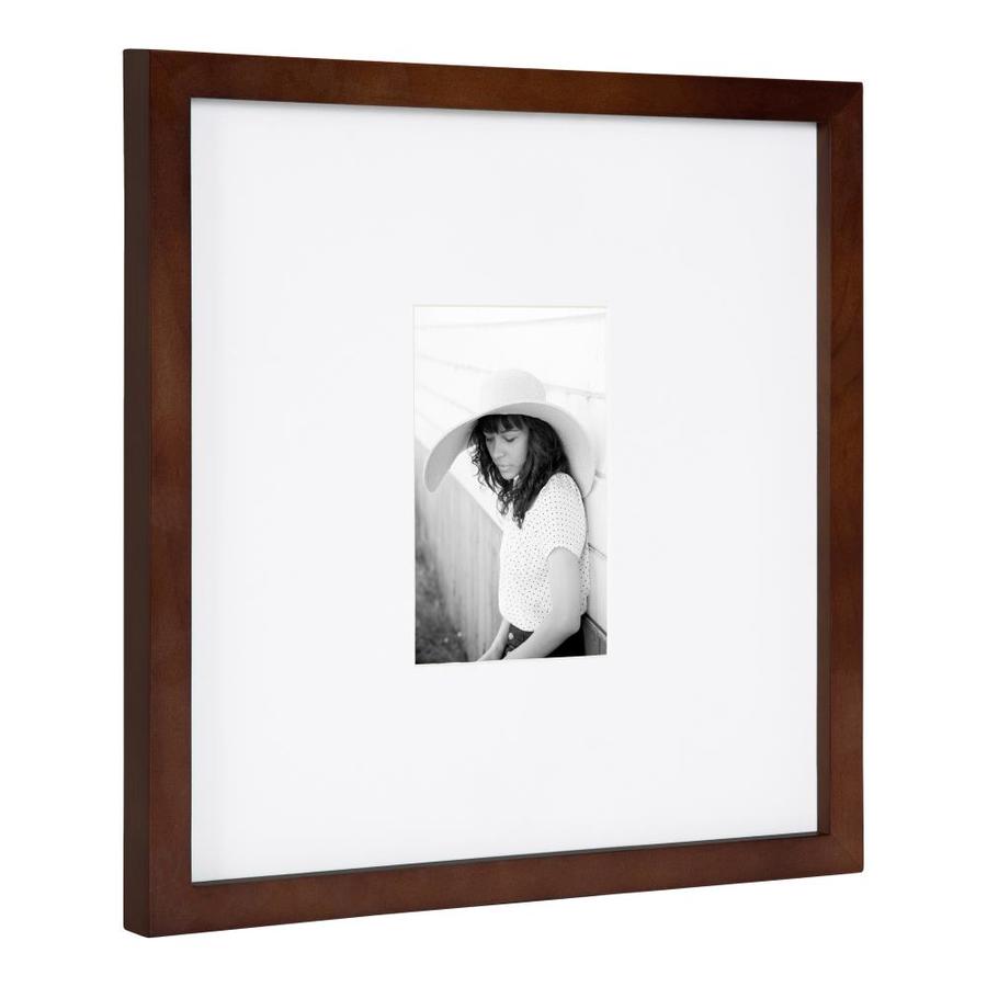 DesignOvation Gallery Wood Picture Frame, 12x12 matted to 4x6, Walnut ...