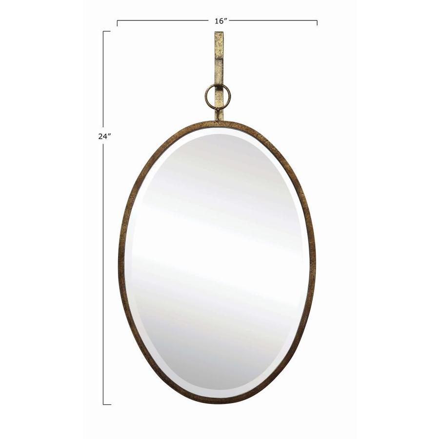 Creative Co-Op 16-in L x 16-in W Oval Gold Framed Wall Mirror in the ...