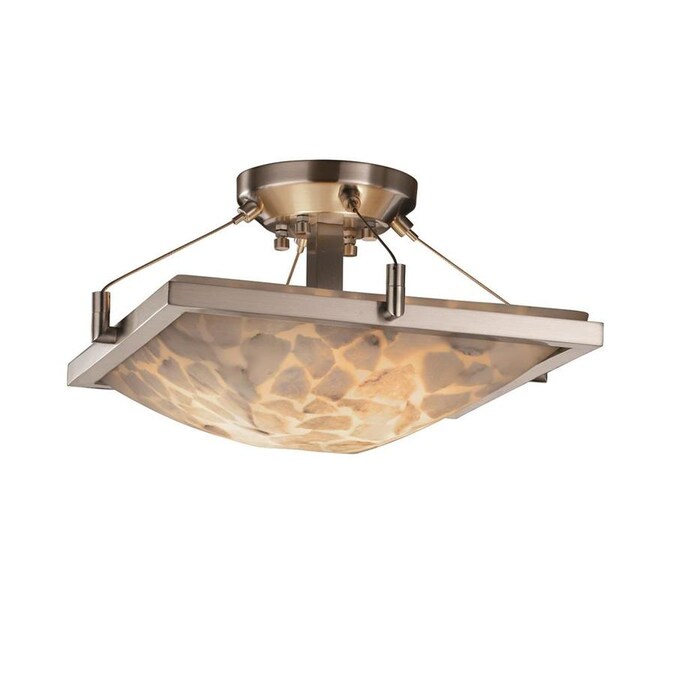 Justice Design Group Alabaster Rocks Ring 2 Light 16 In Square Semi Flush Bowl Square Bowl Shade Alabaster Rocks Brushed Nickel In The Flush Mount Lighting Department At Lowes Com