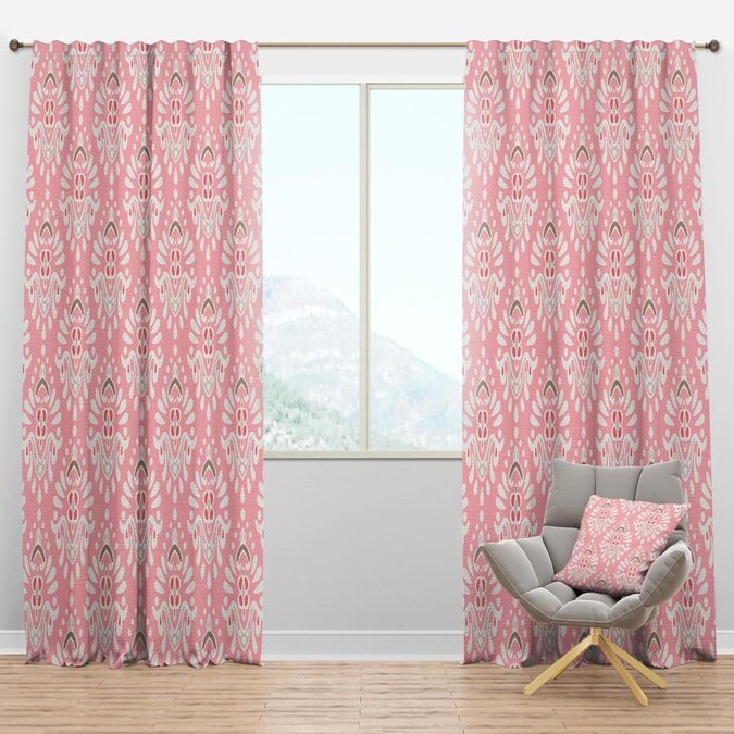 Designart 108 In Pink Faux Linen Room, Pink Patterned Curtains