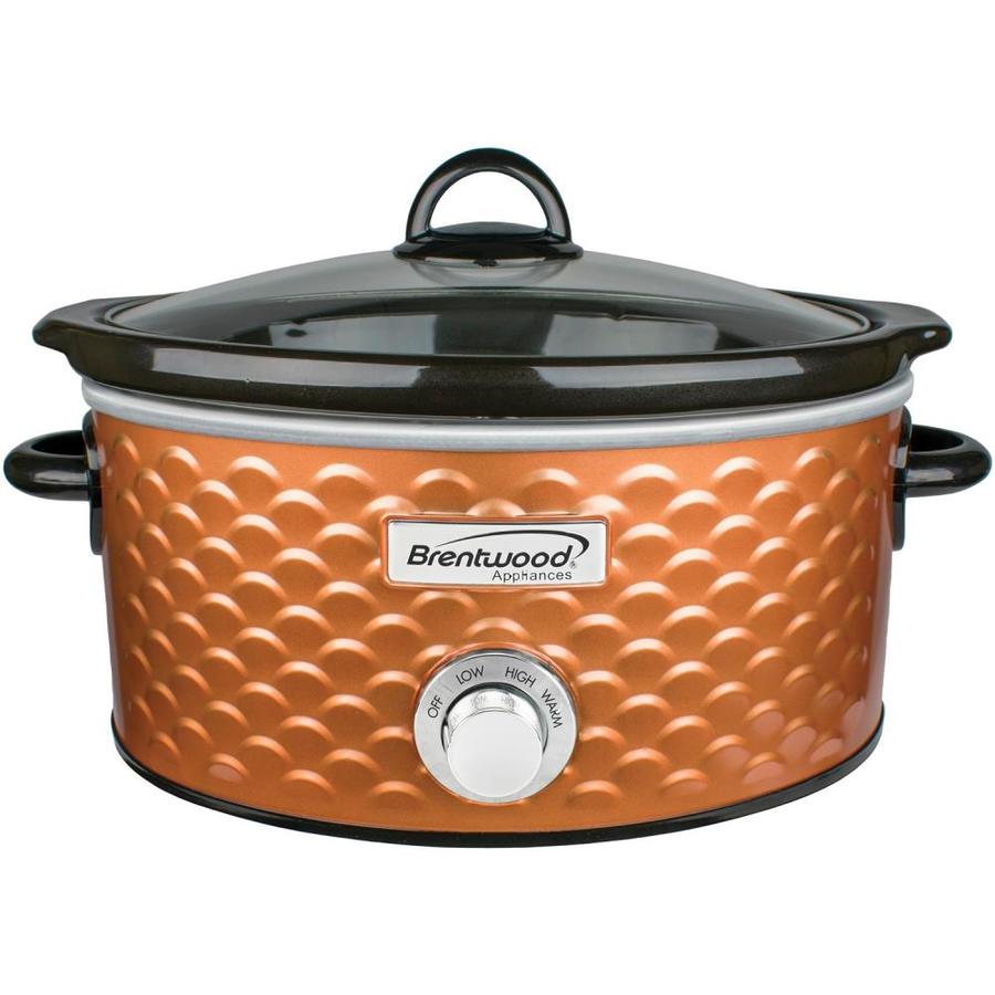 Brentwood Appliances 4.5Quart Orange Oval Slow Cooker in the Slow Cookers department at