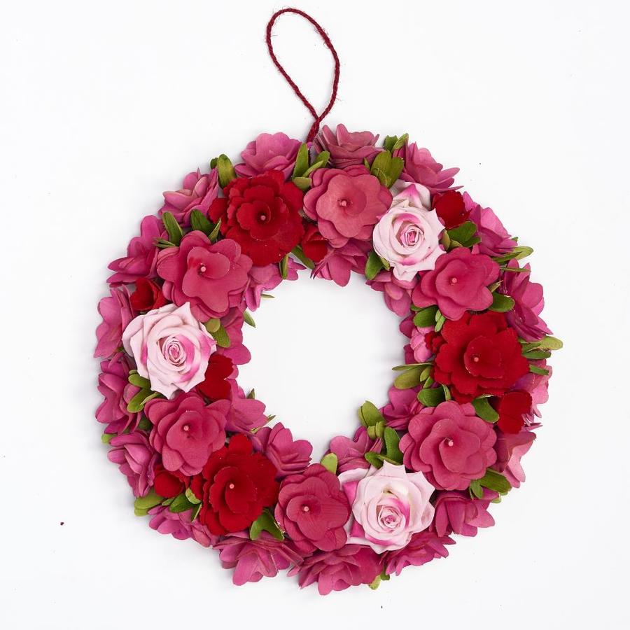 Worth Imports 16-in Red Wood Curl Wreath with Pink Roses in the ...