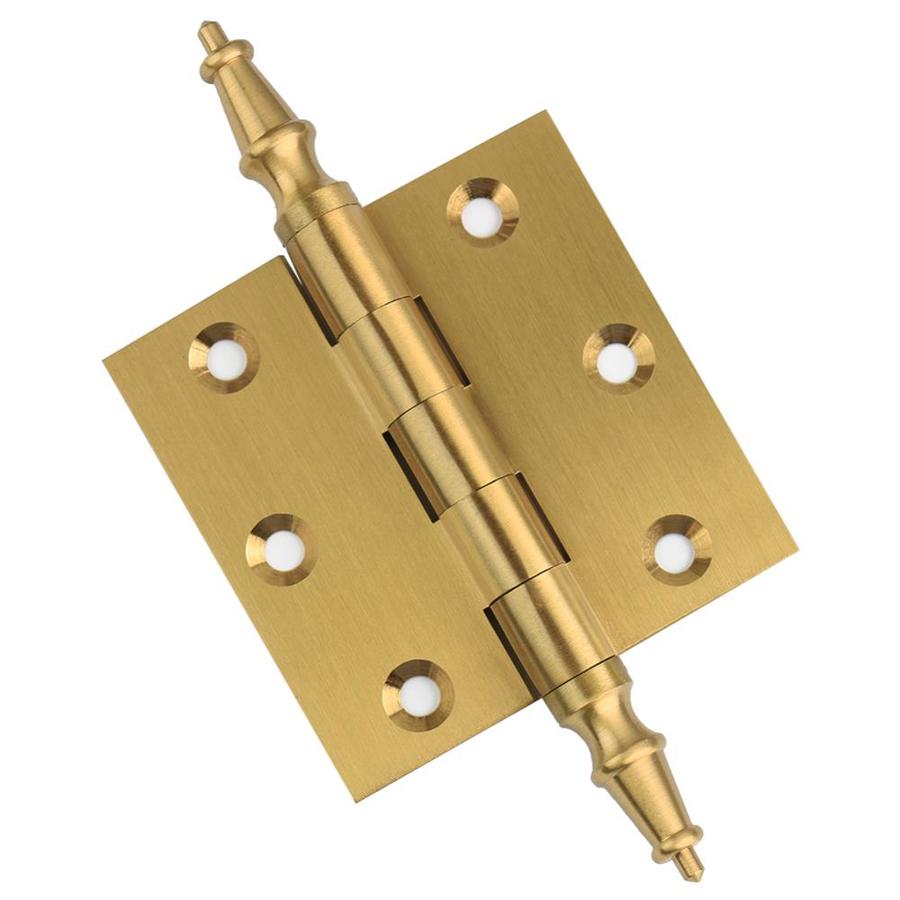 EMBASSY 3 x 3 Solid Brass Hinge- Satin Brass (US4) Finish with Steeple ...