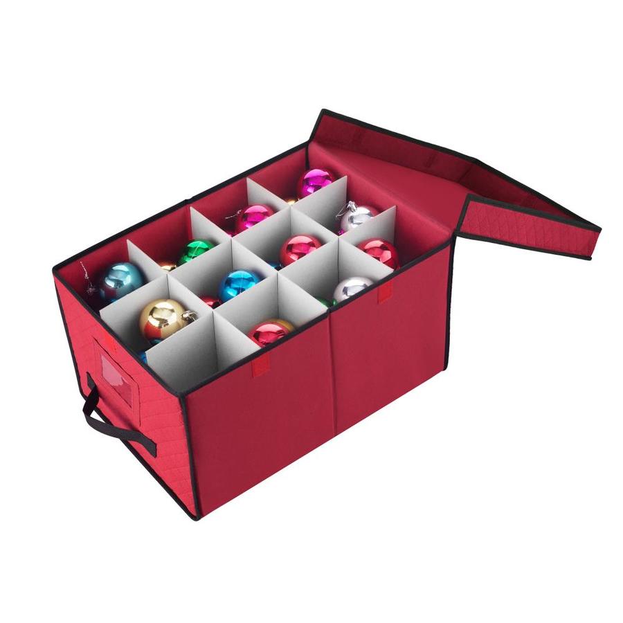 Hastings Home 12in x 10in Red Polyester Ornament Storage Bag in the