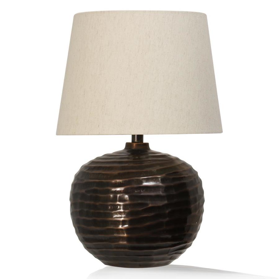 Stylecraft Home Collection 22 5 In Hammered Antique Copper Metal Table Lamp With Linen Shade In The Table Lamps Department At Lowes Com