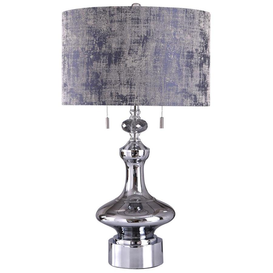 Stylecraft Home Collection Zilar 30 In Chrome Mirror Glass Table Lamp With Smoke Crystal In The