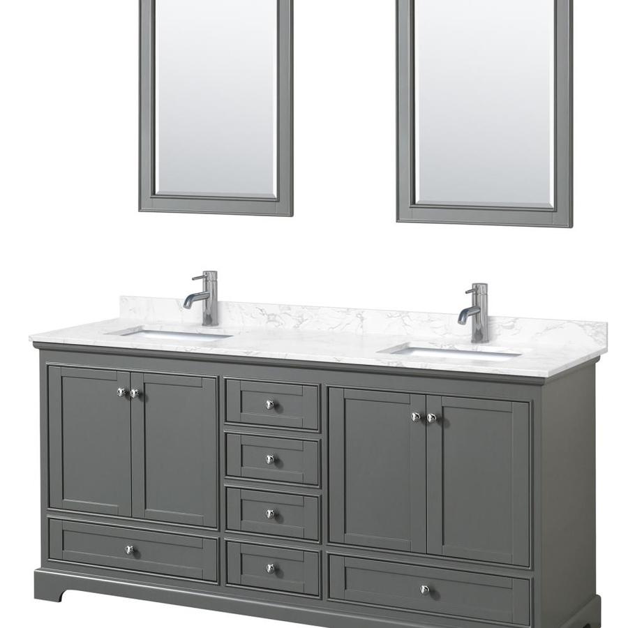 Wyndham Collection 72 In Deborah Double Bathroom Vanity With Dark Vein Carrara Cultured Marble Countertop Undermount Square Sinks And 24 In Mirrors Dark Gray In The Endless Aisle Department At Lowes Com