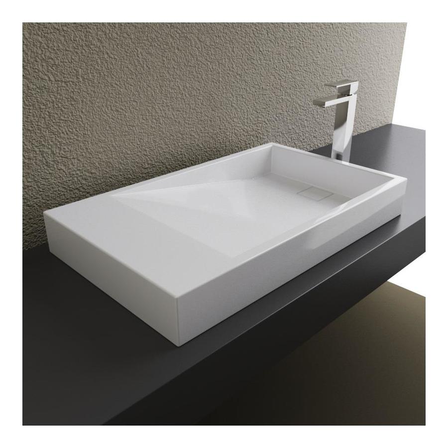 Cantrio Koncepts Solid Surface Above Counter Bathroom Sink White in the ...