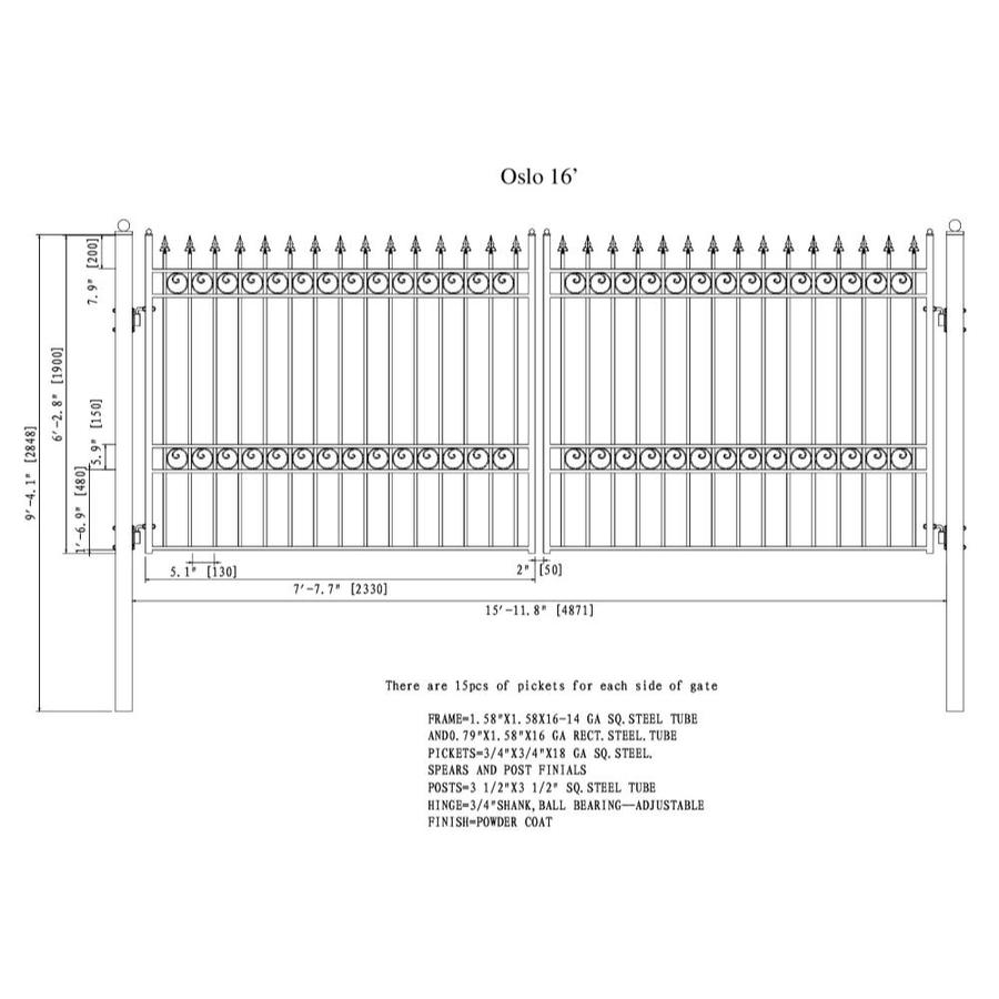 ALEKO ALEKO DG16OSLD Oslo Style Dual Swing Steel Driveway Gate 16-ft in ...