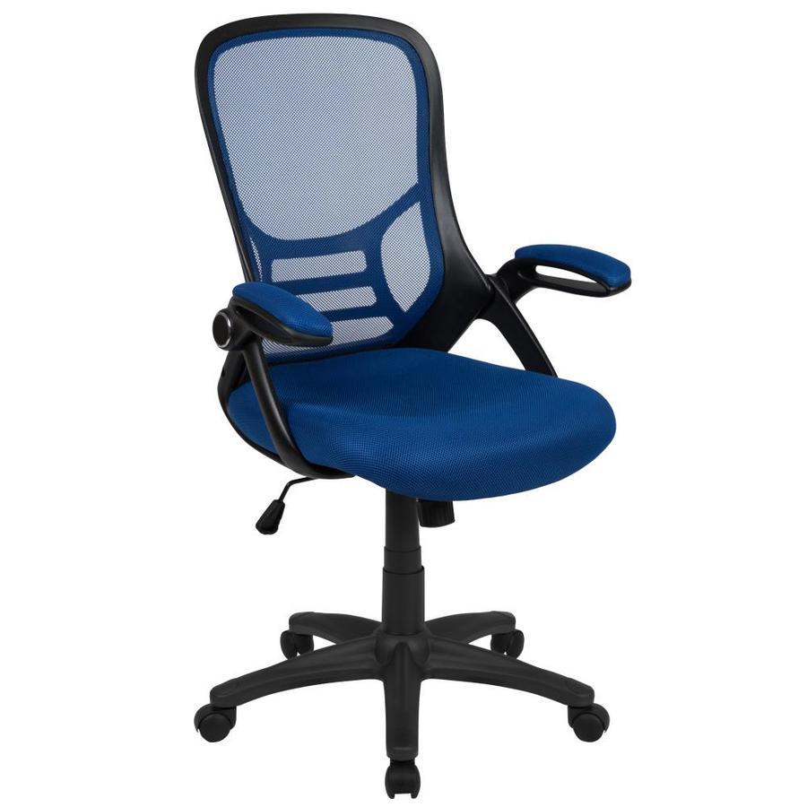 Flash Furniture High Back Blue Mesh Ergonomic Swivel Office Chair With Black Frame And Flip Up Arms In The Office Chairs Department At Lowes Com