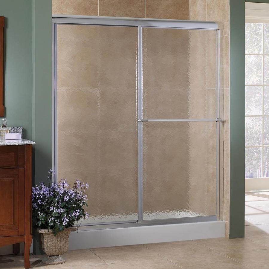 Foremost Tides 70-in H x 56-in to 60-in W Framed Sliding Silver Shower ...