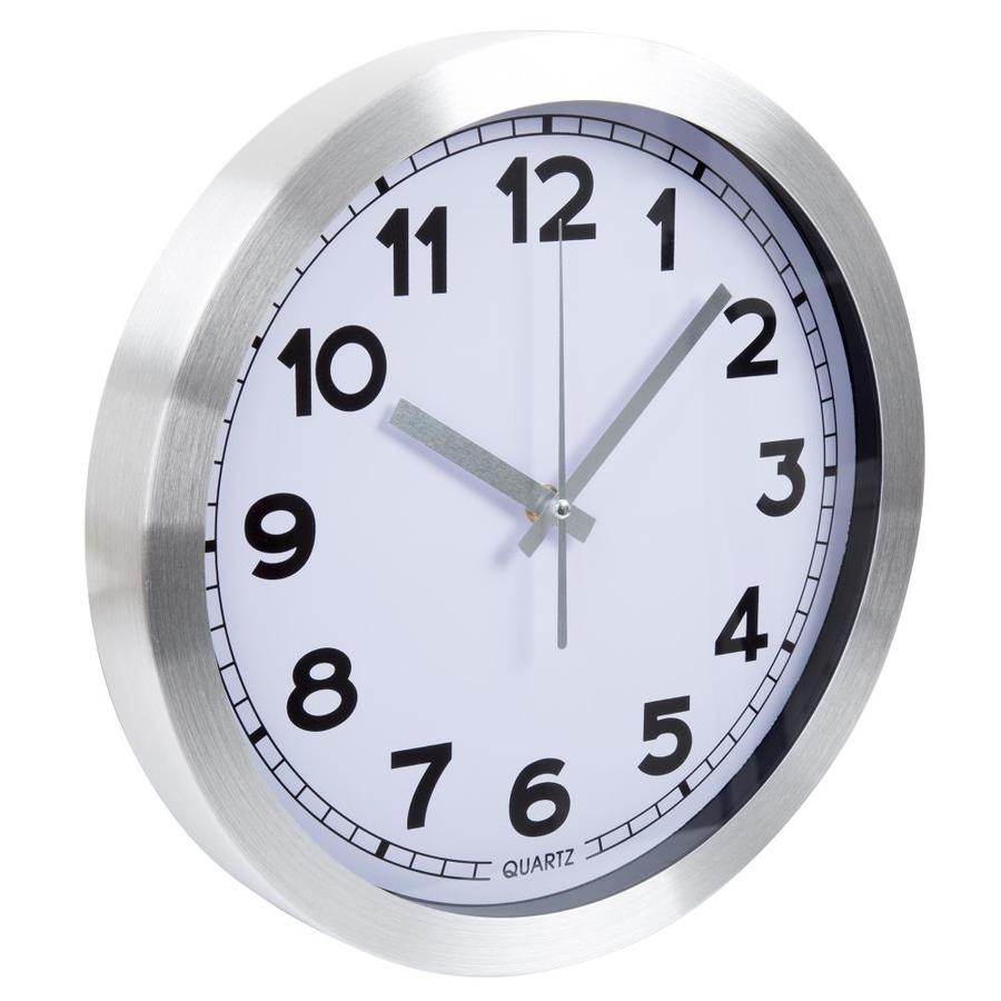 Hastings Home Hastings Home 12 -in Brushed Aluminum Wall Clock in the ...