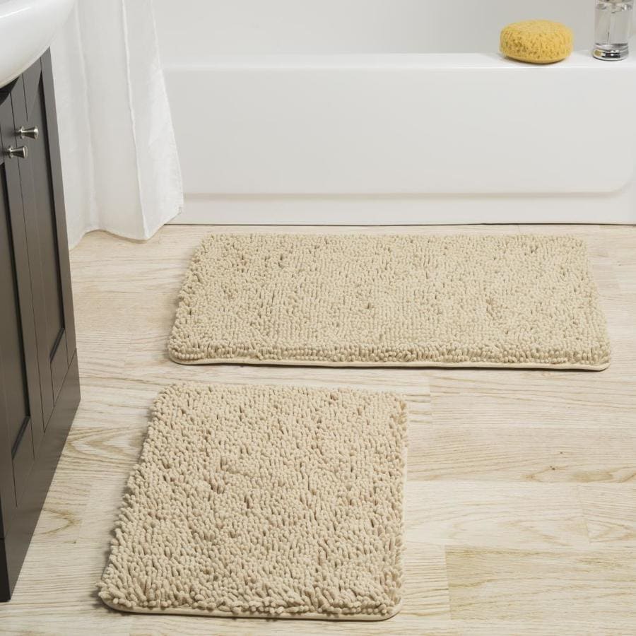 Hastings Home Hastings Home 2 Piece Memory Foam Shag Bath Mat- Ivory in ...