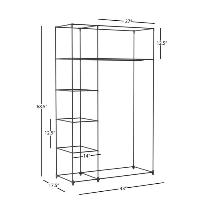 Hastings Home Wardrobe Closet Organizer with Dust Cover- Free Standing ...