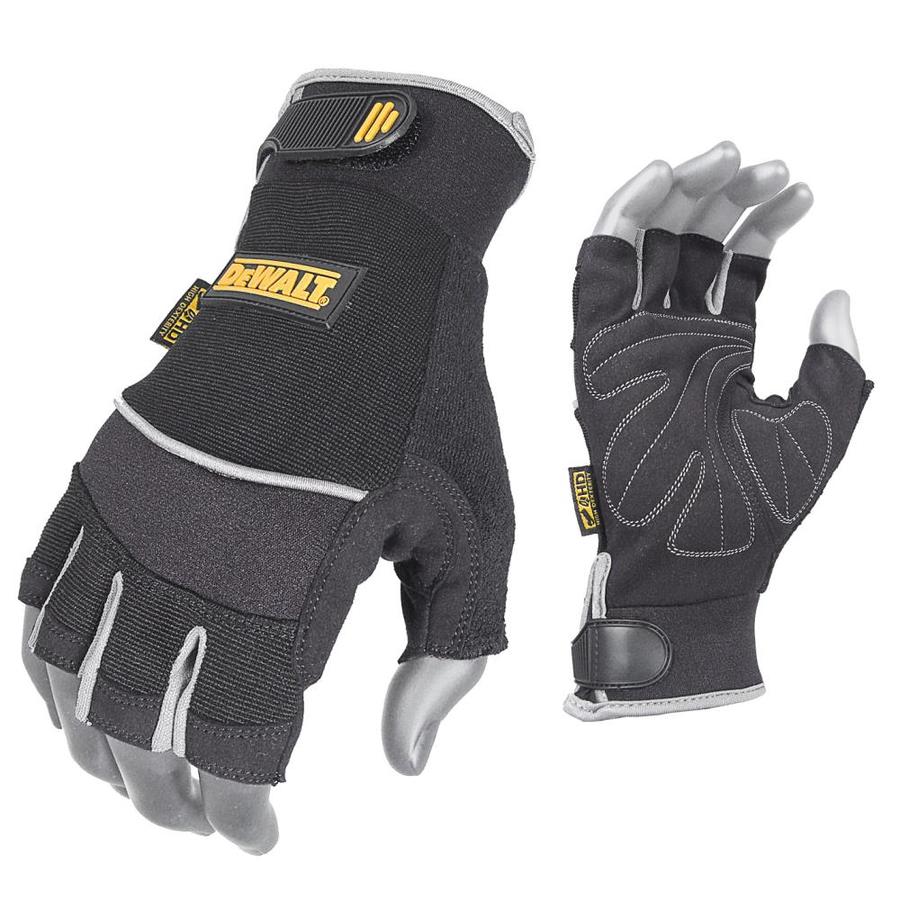 DEWALT DEWALT DPG230 Technicians Fingerless Synthetic Leather Glove Black L in the Work Gloves