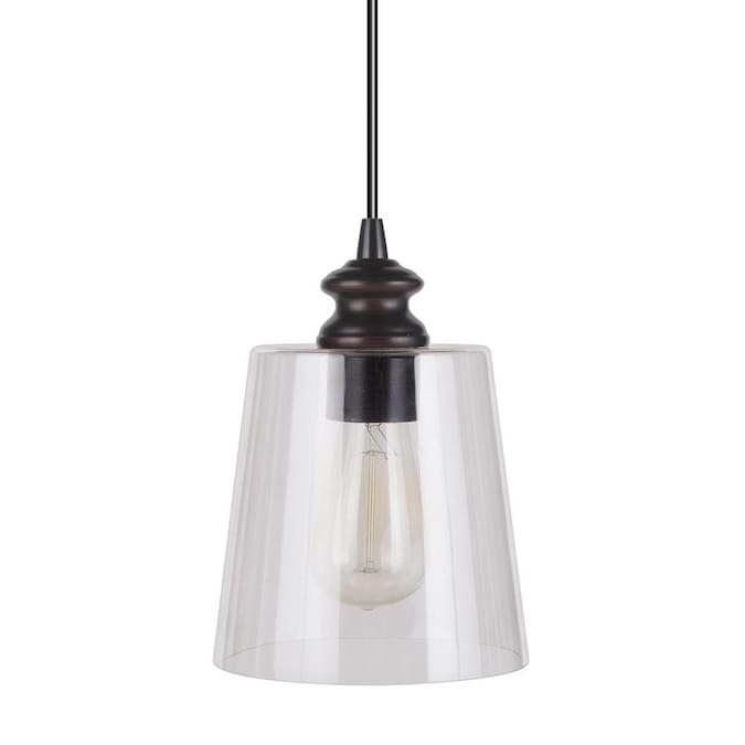 Worth Home S Instant Pendant Recessed Light Conversion Kit Brushed Bronze Clear Glass Shade In The Kits Department At Com - Recessed Light To Pendant Conversion Kit Black