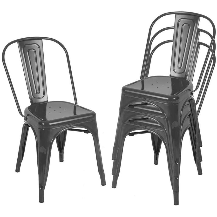 CASAINC Black Metal Kitchen Dining Room Chairs