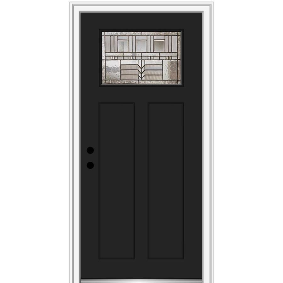 MMI DOOR 32in x 80in Fiberglass Craftsman RightHand Inswing Black