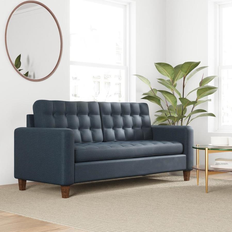 Brookside Brynn Square Arm Sofa with Buttonless Tufting Navy in the ...