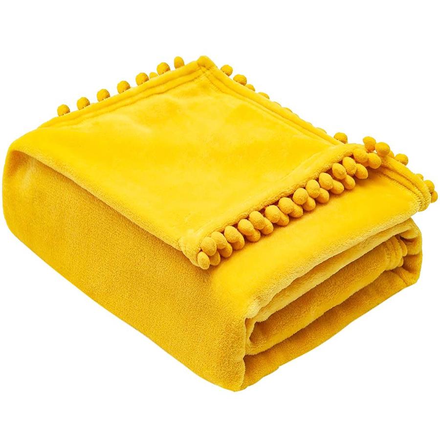 NexHome Fleece Blanket 60x80 Yellow in the Blankets & Throws department