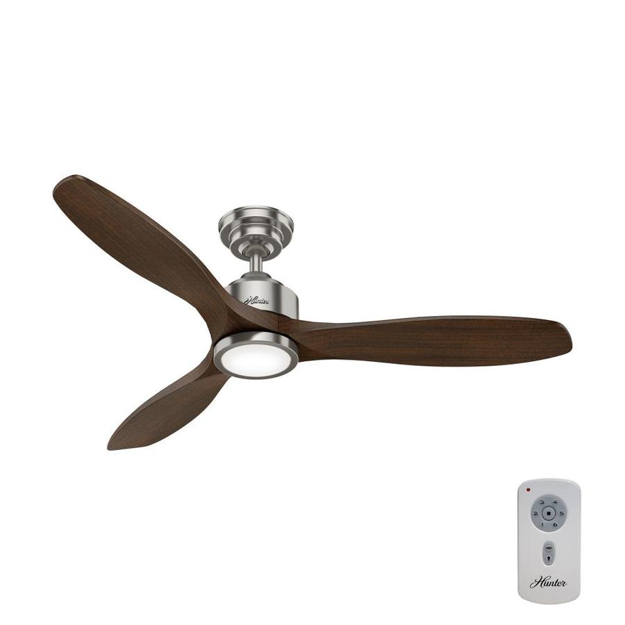 Hunter Melbourne 52 In Brushed Nickel Led Indoor Ceiling Fan With Light And Remote 3 Blade In The Ceiling Fans Department At Lowes Com