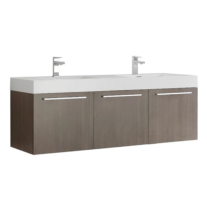 Fresca Vista 60 In Gray Oak Wall Hung Double Sink Modern Bathroom Cabinet The Vanities Without Tops Department At Com - Wall Hung Double Sink Units Fresca Vista 60 In Gray Oak Wall Hung Double Sink Modern Bathroom Cabinet The Vanities Without Tops Department At Com - Wall Hung Double Sink Units