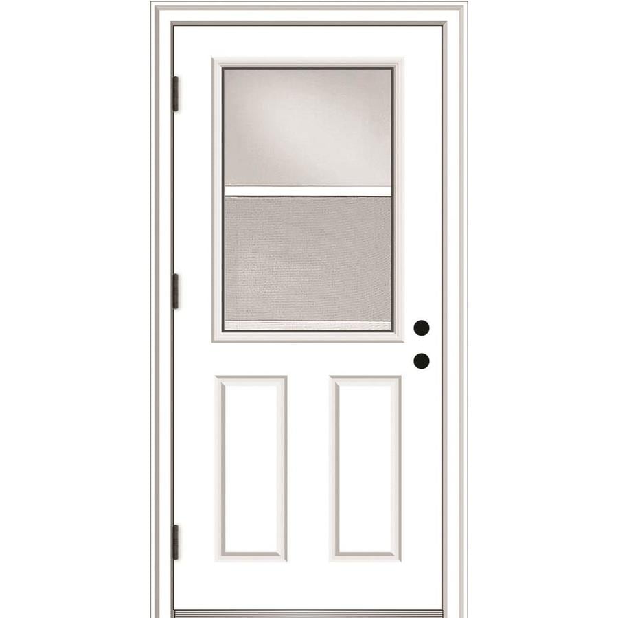 MMI DOOR 32-in X 80-in Fiberglass Half Lite Right-Hand Outswing Primed ...