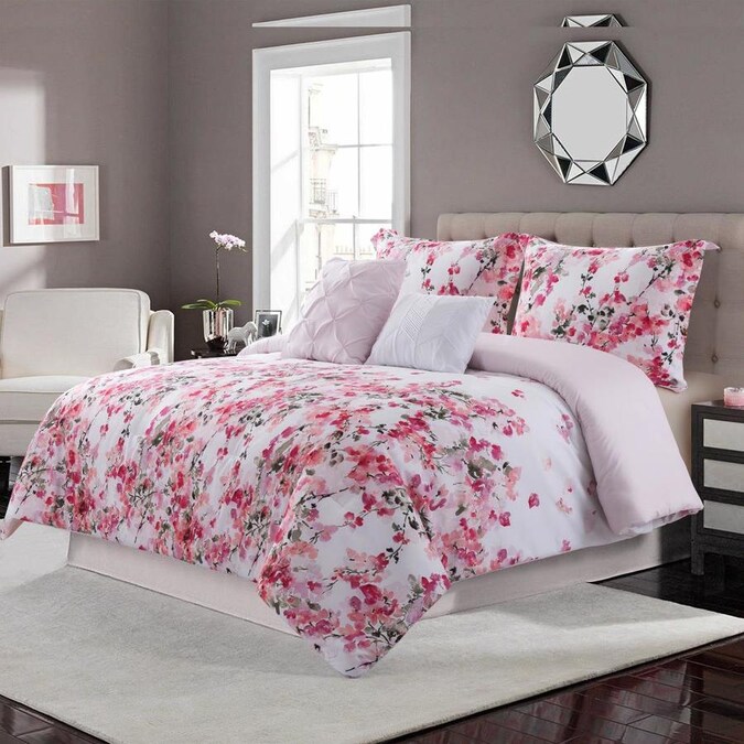 Bloom by Sara Berrenson Villa 5-Piece Rose Full/Queen Comforter Set in ...
