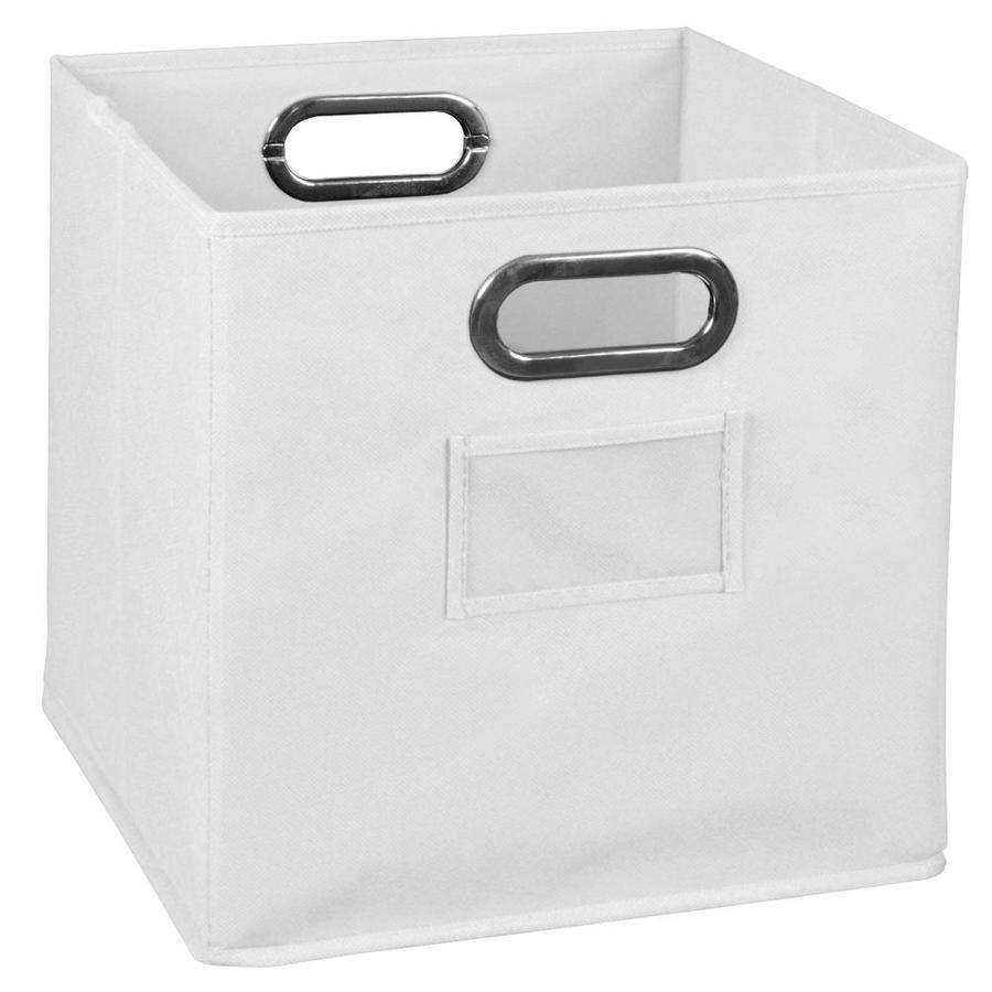white fabric storage bins