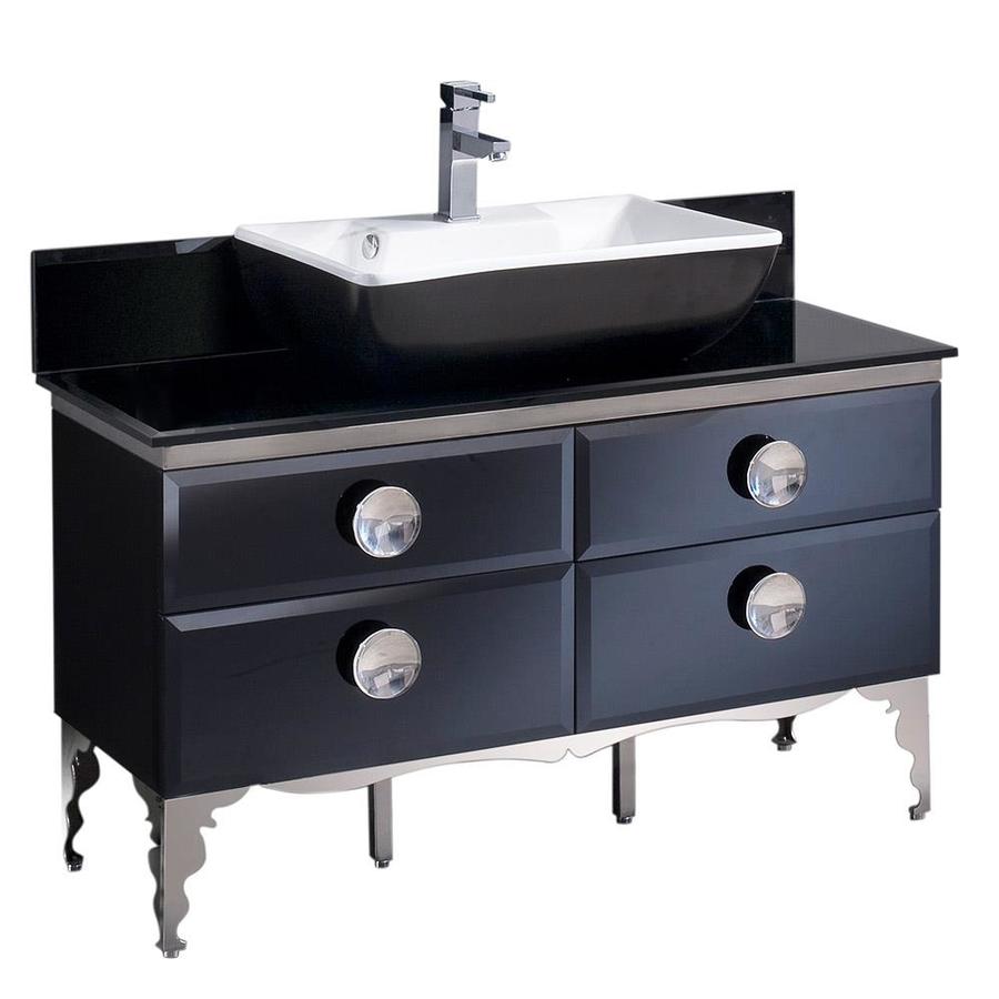 Fresca Moselle 47 25 In Black Single Sink Bathroom Vanity With Black Glass Top In The Bathroom Vanities With Tops Department At Lowes Com