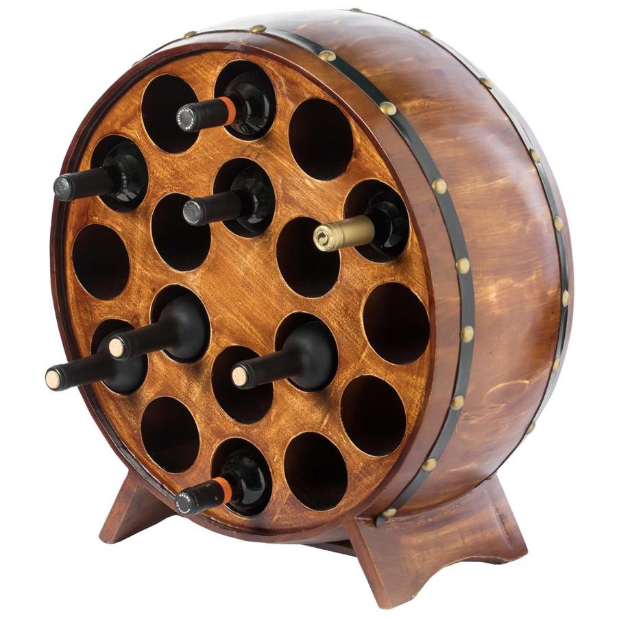Vintiquewise Wooden Stackable Round Shaped Wine Barrel Wine Rack 1 Rack In The Wine Storage Department At Lowes Com