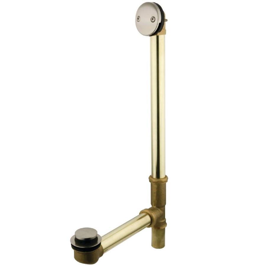 Kingston Brass 1 5 In Brushed Nickel Toe Tip Drain With Brass Pipe In The Bathtub Drains