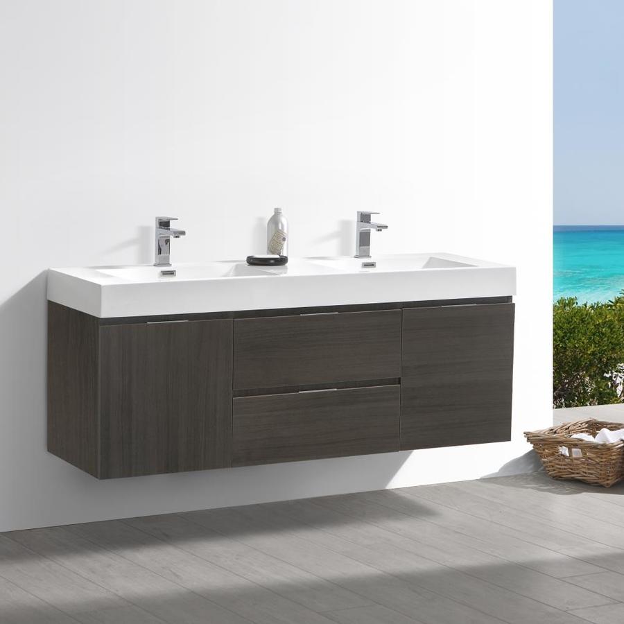 Fresca Fresca Valencia 60-in Gray Oak Wall Hung Double Sink Modern ...