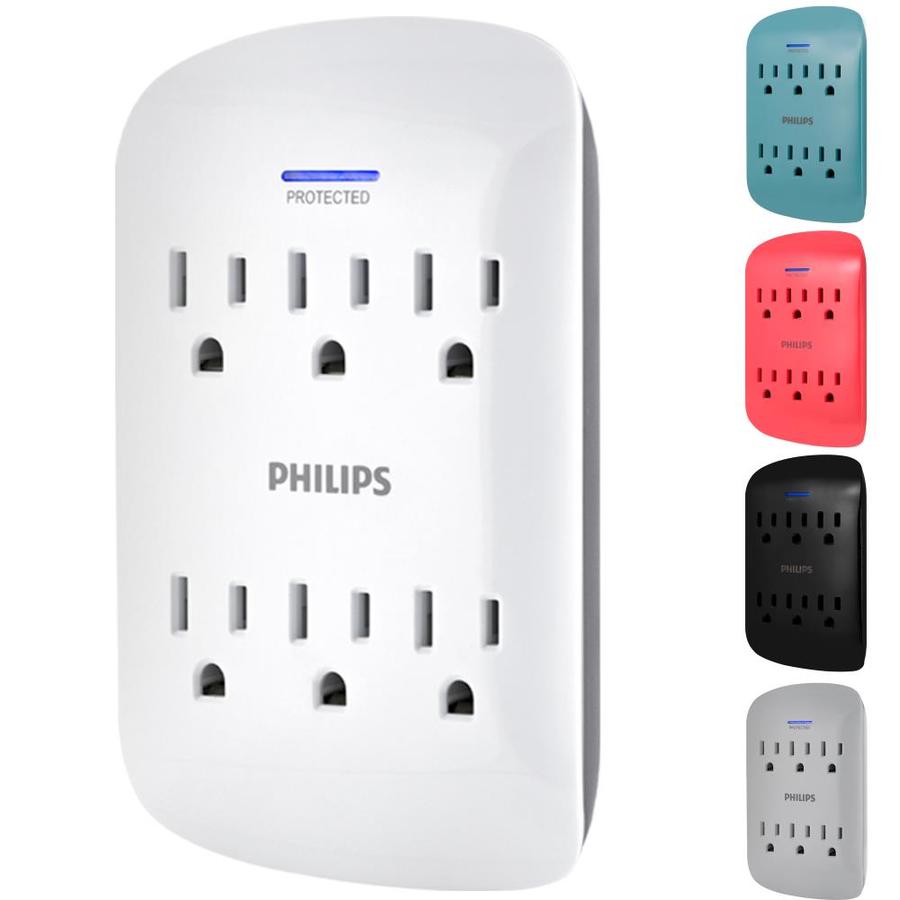 Philips Philips 6Outlet Surge Protector Tap, 900 Joules, Space Saving Design, 3Prong