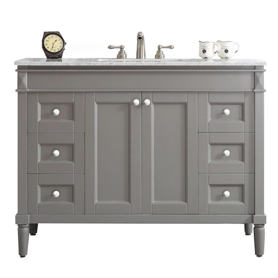 Vinnova Catania 48 In Grey Undermount Single Sink Bathroom Vanity With White Marble Top In The Bathroom Vanities With Tops Department At Lowes Com