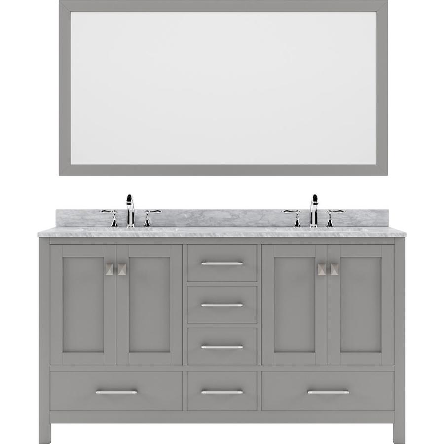 Virtu USA Caroline Avenue 60in Cashmere Gray Double Sink Bathroom