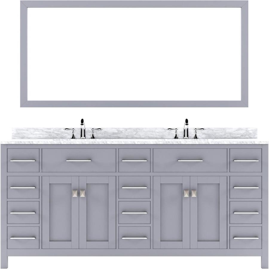 Virtu USA Caroline Parkway 72in Gray Undermount Double Sink Bathroom