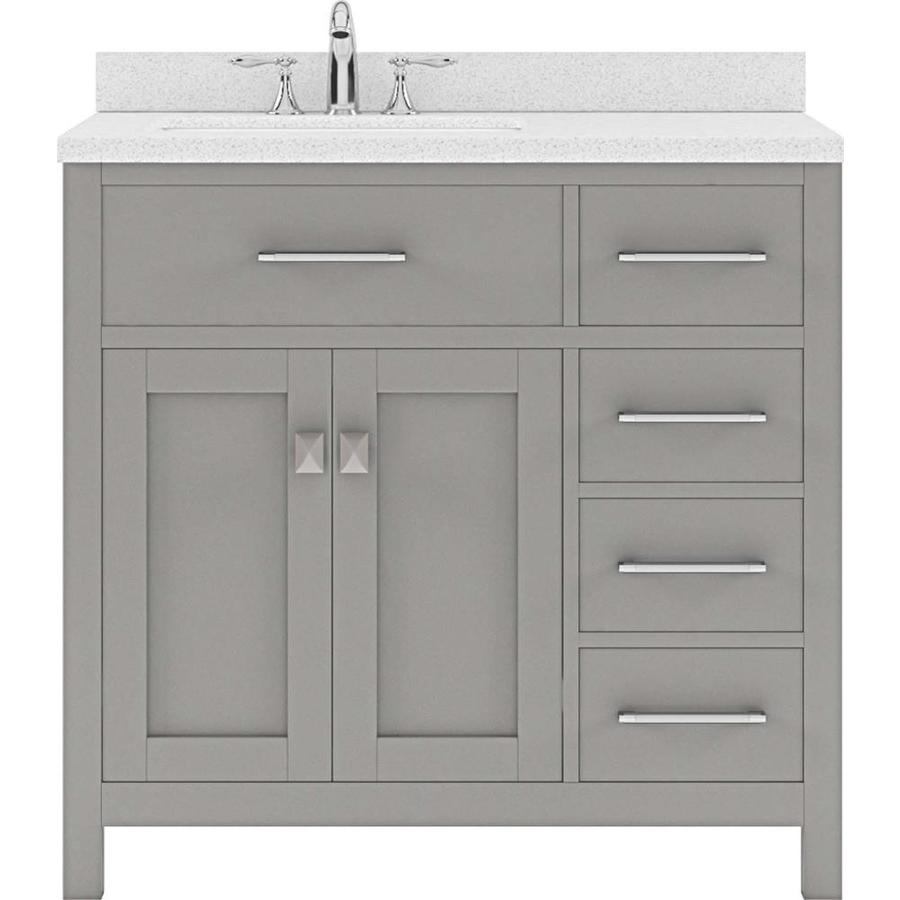 Virtu Usa Caroline Parkway 36 In Cashmere Gray Undermount Single Sink Bathroom Vanity With Dazzle White Quartz Top In The Bathroom Vanities With Tops Department At Lowes Com