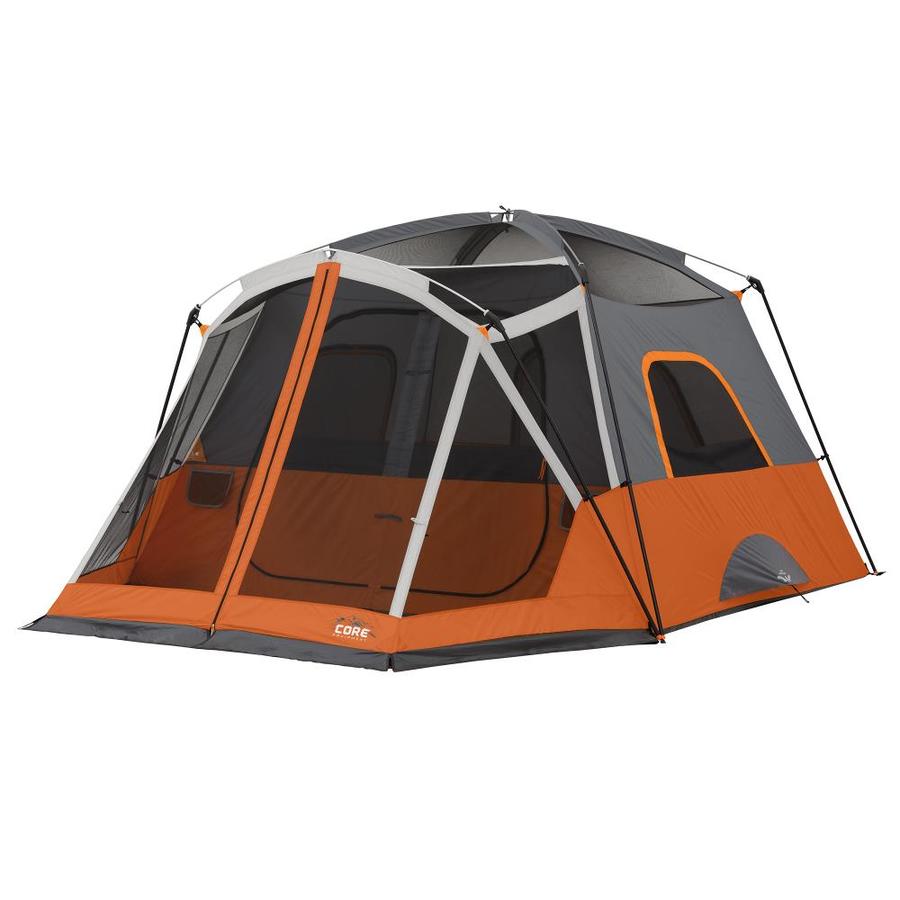 Core Core 6 Person Straight Wall Cabin Tent with Screen Room in the ...